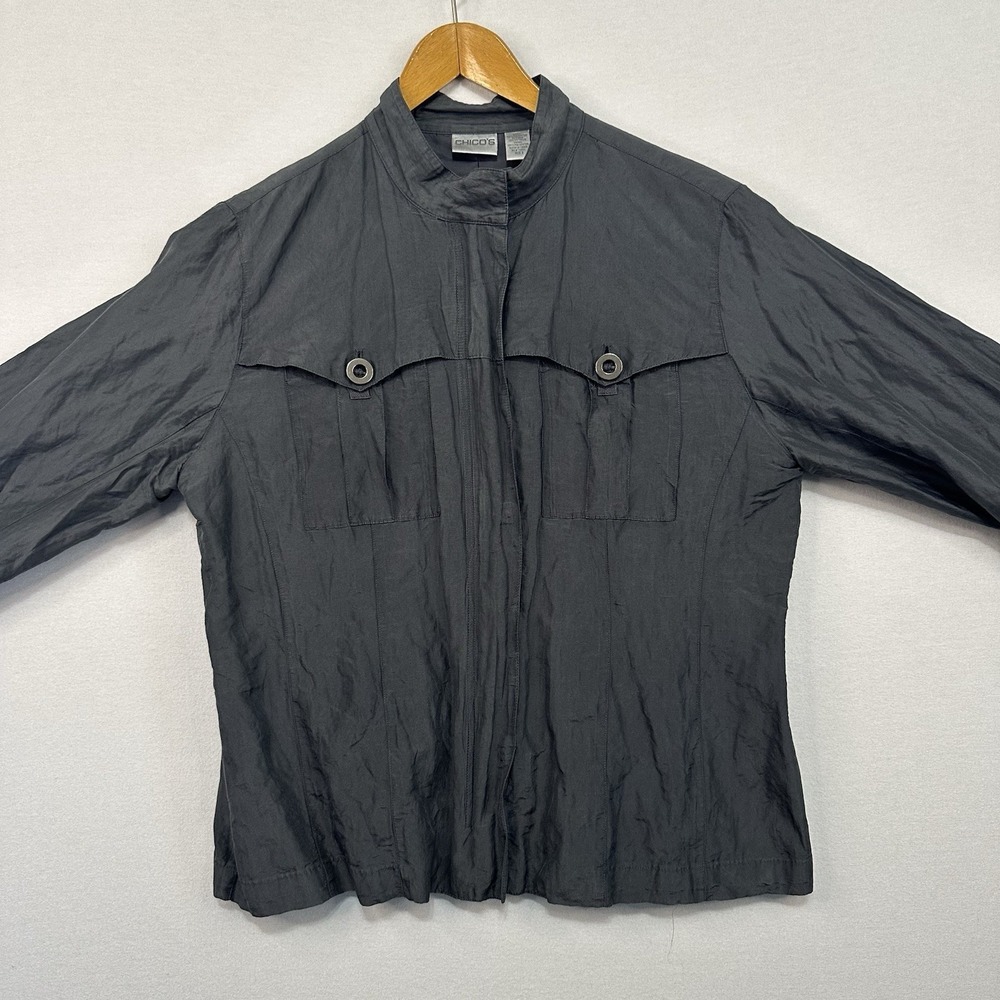 Chico's Women's Gray Jacket Size 2 Full Zip‎